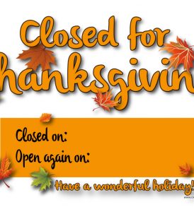 thanksgiving closed sign