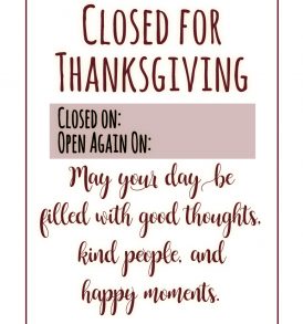 Thanksgiving printable sign