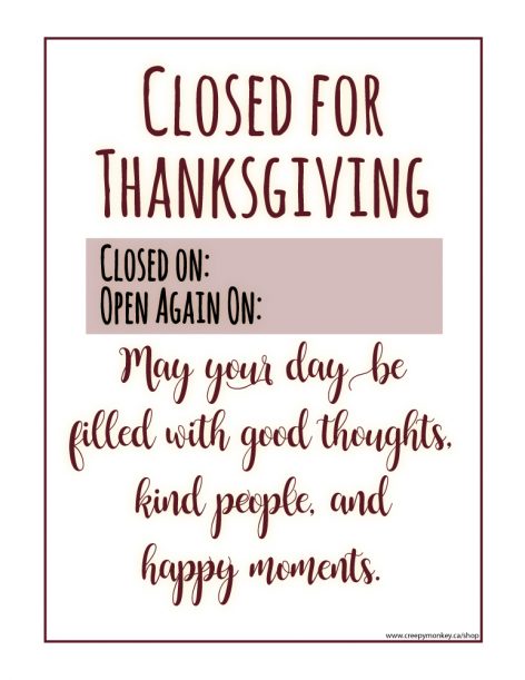 Thanksgiving printable sign