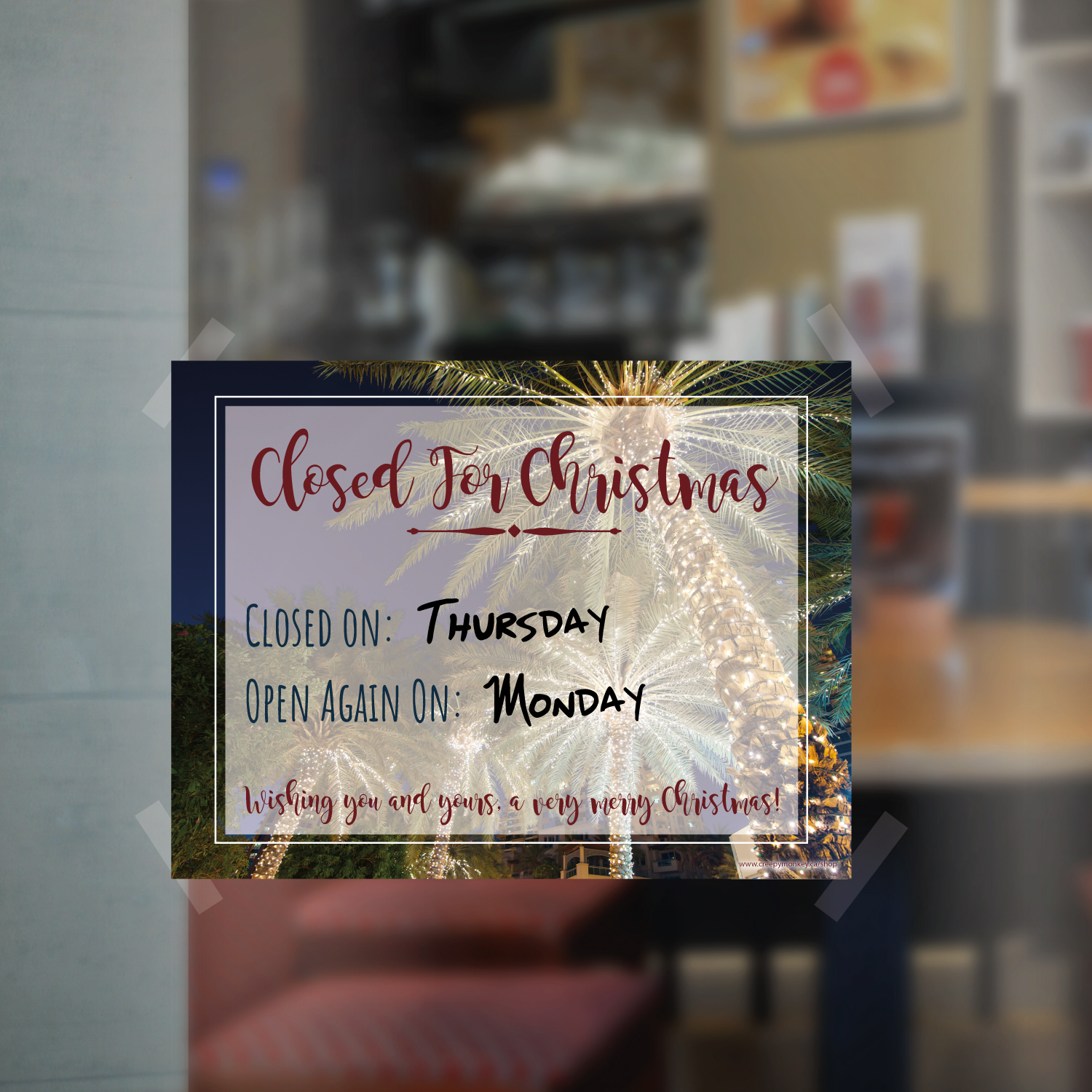 Closed for Christmas printable sign